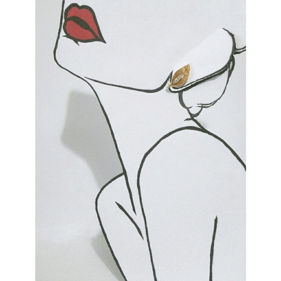 Vintage calla lily w/ rhinestones clip on earrings - Picture 2 of 7